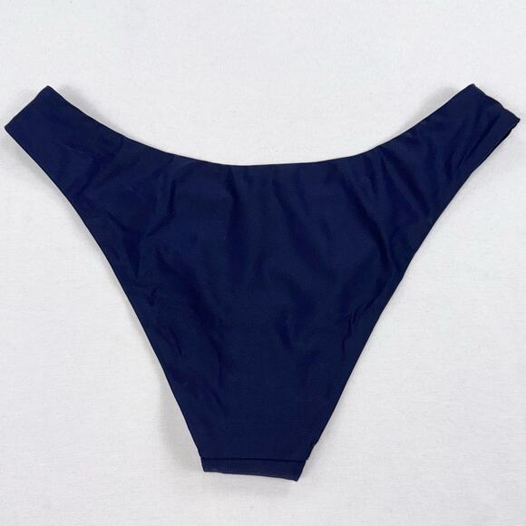 J Crew Women's Curved Waist Cheeky Bikini Bottom Medium Navy Blue BC125 - Picture 3 of 10